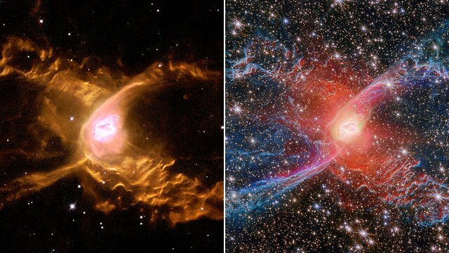 Hubble and Webb Capture New Views of the Red Spider Nebula